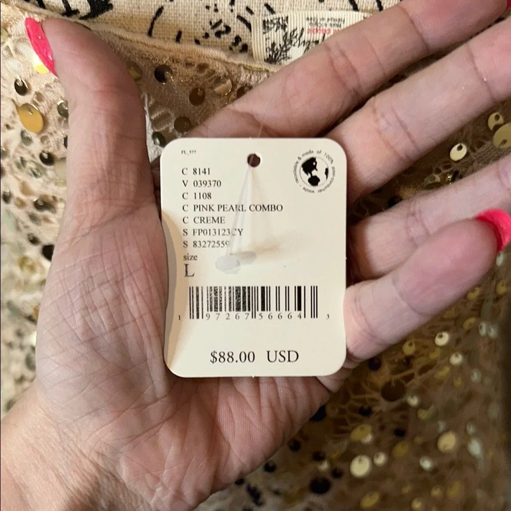 Free People NWT pink/ rose gold Bodysuit